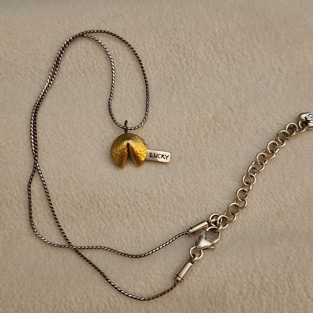 BRIGHTON Dainty Two-tone Lucky Fortune Cookie Pendant Necklace - Picture 2 of 6